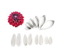 Dahlia Petals Fondant Mould Sets 14pcs Cookie Cutters+Silicone Moulds for Cupcake Toppers Edible Sugar Craft Cake Decorating Gumpaste Clay Chocolate Candy
