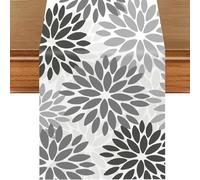 Dahlia Pinnata Flower Table Runner, Linen Geometric Pattern Floral Table Runner Home Table Decor Spring Farmhouse Decorations for Kitchen Dining Decor and Holiday Party Decor, 13×70inches