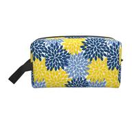 Dahlia Pinnata Printed Double Sided Storage Bag, Large Makeup Pouch with Black Lining for Travel and Home