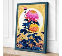 Dahlia Trio in Bloom Canvas Wall Art Print 30x20 Inch