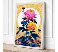 Dahlia Trio in Bloom Canvas Wall Art Print 30x20 Inch