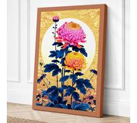 Dahlia Trio in Bloom Canvas Wall Art Print 30x20 Inch