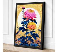 Dahlia Trio in Bloom Canvas Wall Art Print 30x20 Inch