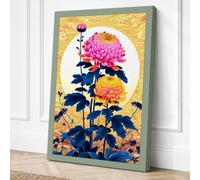 Dahlia Trio in Bloom Canvas Wall Art Print 36x24 Inch (91 x 61 cm)