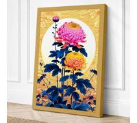 Dahlia Trio in Bloom Canvas Wall Art Print 36x24 Inch (91 x 61 cm)