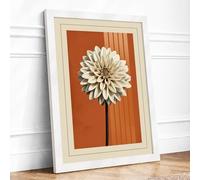 Dahlia with Rhythm Botanical Framed Wall Art Print A2 (59.4×42cm) White, Wall Decor for Living Room, Bedroom, Office & Home, Ready to Hang, Art Gift