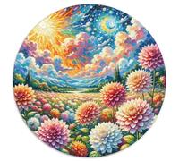 DahliaJigsaw Puzzles 1000 Pieces for Adults Round FlowerCreative Challenge Toys Gift1000pcs (67.5x67.5cm)