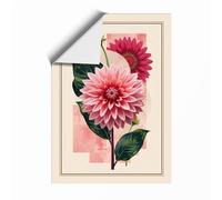 Dahlias and Geometry Botanical Unframed Wall Art Print A3 (42×29.7cm), Wall Decor for Living Room, Bedroom, Office & Home, Art Gift