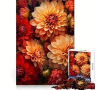 Dahlias Floral Arrangement Jigsaw Puzzle for Adults 1000 Pieces Logic Fun Clear Hue Playful Challenge Santa Present (38x52cm)