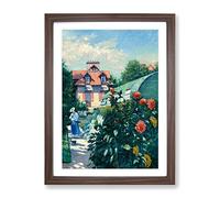 Dahlias Garden By Gustave Caillebotte Classic Painting Framed Print | A2 Walnut Framed Wall Art | Ready to Hang | Classic Floral Picture | Living Room Bedroom Lounge Office