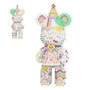 DAHONPA Birthday Cake Bear Micro Building Blocks Set (3680 Pieces), Personalized Bearbrick Decoration Present, Birthday Gift for Adults and Kids