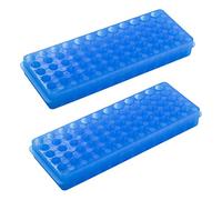 Dahszhi 2Pcs PCR Tube Rack, Double Panel Microcentrifuge Test Tube Rack Holder for 0.5ml 1.5ml 2ml Test Tube, 60-Well, Blue