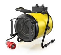 DAHTEC 5000W Enhanced Industrial Electric Heater - Portable & Steel Casing - 400V Three-phase Power - Thermostat & Overheat Protection - Ideal for Construction Site, Garage, Greenhouse