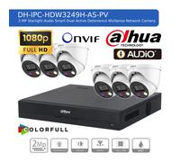 DAHUA 1080P CCTV SECURITY SYSTEM HD AUDIO CAMERA COLORVU OUTDOOR Network IP PoE