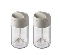 DAHUITX Sugar and Salt Container Set,Glass spice jars with Spoon,8.5 oz Sugar Bowl,for Kitchen Counter Keeping Sugar,Salts,Spice,Sauce