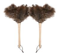 Daieeparty 16 inch Ostrich Duster Fluffy Natural Feather Dusters with Wooden Handle Cleaning Supplies for Home Office Car(2PCS)