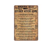 DAIERCY 11 House Rules for A Kitchen Witch's Home Tin Signs, Witch Kitchen Decor, Funny Vintage Metal Sign Plaqu Poster Wall Art Pub Bar Kitchen Garden Bathroom Home Decor, 140x200 mm