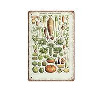 DAIERCY 1922 Vintage Kitchen Decor Vintage Vegetable Tin Signs French Classroom Decor, Vegetable Signs Funny Metal Sign Poster Wall Art Kitchen Garden Bathroom Home Decor, 140 X 200 mm