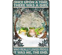 DAIERCY A Girl Who Really Loves Frogs Vintage Tin Sign Funny Frog Poster Lovers Gift Idea Wall Art Girl's Bedroom Decor Aluminum Metal For Kids Daughter Birthday 5.5x8 Inch