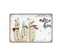 DAIERCY Christian Christmas Tin Signs, Oh Come Let Us Adore Him Gift, Three Wise Men Sign, Jesus Sign, Religious Sign, Christian Gift, Wreath Sign Home Decor, 140x200 mm