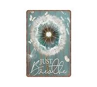 DAIERCY Dandelion Canvas Hippie Decor Tin Signs Just Breathe Hippie Style Therapy Butterfly Art Funny Vintage Metal Sign Plaqu Poster Wall Art Kitchen Garden Bathroom Home Decor, 140x200 mm