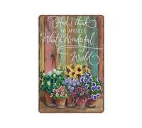 DAIERCY Floral Tin Signs - What A Wonderful World - Flower Botanical Prints - Sunflower Funny Vintage Metal Sign Plaqu Poster Wall Art Pub Bar Kitchen Garden Bathroom Home Decor, 140x200 mm