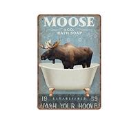 DAIERCY Funny Vintage Sign Moose & Co. Bath Soap Wash Your Hooves Toilet Decor Metal Tin Signs for Kitchen Garden Garage Bathroom Wall Décor, 140 X 200 m(8x5.5inch)