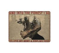 DAIERCY Funny Vintage Sign Mountain Bike- and Into The Forest I Go to Lose My Mind and Find My Soul Metal Tin Signs for Kitchen Garden Garage Bathroom Wall Decor 12X16 Inches