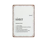 DAIERCY Funny Vintage Sign Sister Definition Sibling Quote Dictionary Meaning Metal Tin Signs for Kitchen Garden Garage Bathroom Wall Decor 140x200 mm
