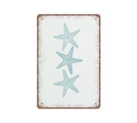 DAIERCY Funny Vintage Sign Starfish Beach Wall Art Blue Coastal Metal Tin Signs for Kitchen Garden Garage Bathroom Wall Decor 140X200 mm