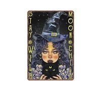DAIERCY Girl Witchcraft Black Cat Stay Wild Moon Child Tin Signs Funny Vintage Metal Sign Plaqu Poster Wall Art Pub Bar Kitchen Garden Bathroom Home Decor, 140 X 200 mm