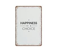 DAIERCY Happiness Is A Choice Wall Decor Typography Print Inspirational Quote Tin Signs Funny Vintage Metal Sign Plaqu Poster Wall Art Pub Bar Kitchen Garden Bathroom Home Decor, 140x200 mm