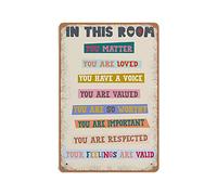 DAIERCY in This Room Teacher tin Sign, Classroom Rainbow, Diversity Rainbow tin Sign, Diversity Classroom, Pride Rainbow, Boho Teacher tin Sign,Retro Art, Country House, Metal tin Sign 12x16 inches