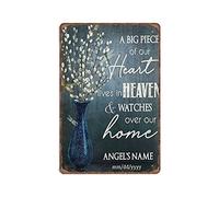 DAIERCY Memorial Tin Signs Dragonfly A Big Piece in Our Heart Lives in Heaven Remembering Sympathy Gifts Funny Vintage Metal Sign Bathroom Home Decor, 140x200 mm