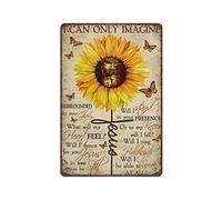 DAIERCY Retro Thick Metal Tin Sign-I Can Only Imagine Jesus Sunflower Tin Sign Gift for Christian -Home Decor Wall Art，Funny Signs for Home/Kitchen/Garage/Man Cave，Size 8x12 inches