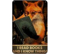 DAIERCY Retro Tin Sign Fox Thats what i do i read books and i knoe things Metal Tin Sign Wall Decor For Home Cafes Pubs Club Sign Gift Plaque Metal Tin 20x30 CM