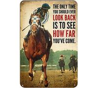 DAIERCY Retro Tin Sign The Only Time You Should Ever Look Back Is To See How Far You've Come Metal Tin Sign Wall Decor For Home Cafes Pubs Club Sign Gift Plaque Metal Tin 20x30 CM