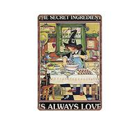 DAIERCY Secret Ingredient Is Always Love Tin Signs, Witch Witchcraft Gift, Funny Vintage Metal Sign Plaqu Poster Wall Art Pub Bar Kitchen Garden Bathroom Home Decor, 140x200 mm