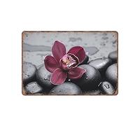 DAIERCY Spa and Aromatherapy Orchid with Stones Tin Signs Funny Vintage Metal Sign Plaqu Poster Wall Art Pub Bar Kitchen Garden Bathroom Home Decor, 140x200 mm