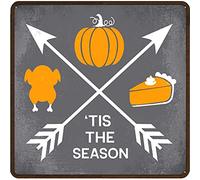 DAIERCY Thanksgiving Pumpkin Fun Tin Sign Give Thanks Grateful Thankful Blessed Metal Sign Thanksgiving Sign Turkey Day Gift for Home Office Cafe Bar Club 12X12 Inches Square Sign