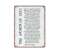 DAIERCY The Armor of God, Ephesians 6:10-17, Put on The Whole Armor of God, Bible Verse Tin Signs Funny Vintage Metal Sign Wall Art Pub Bar Kitchen Garden Bathroom Home Decor, 12x16 inches