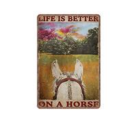 DAIERCY Vintage Metal Tin Sign Life Is Better on A Horse Cowgirl Gift for Horse Lover Funny Retro Wall Art for Kitchen Bathroom Home Decor Gifts Sign 140x200 mm