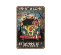 DAIERCY What A Long Strange Trip Its Been Hippie Tin Signs Funny Vintage Metal Sign Plaqu Poster Wall Art Pub Bar Kitchen Garden Bathroom Home Decor, 8x12 inches