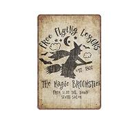 DAIERCY Witch Tin Signs Halloween Broomstick Autumn Fall Decor Cute Witch Funny Vintage Metal Sign Plaqu Poster Wall Art Pub Bar Kitchen Farmhouse Garden Bathroom Home Decor, 140 X 200 mm