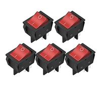 DaierTek 12V 30A Rocker Switch 4 Pin Red LED Lighted Rocker Toggle Switch DPST Heavy Duty 30 Amp 12 Volt Rocker Switch KCD2 KCD4-5pcs