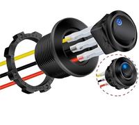 DaierTek 20mm Round Rocker Toggle Switch Shell Housing 12V LED ON OFF for Car Truck Golf Cart Panel Blue Red Green Lighted(Blue LED)