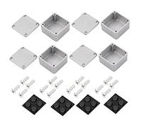 DaierTek 4pcs 1590LB Guitar Effect Pedal Enclosure Diecast Metal Aluminum Stomp Box 1.99" X 1.99" X 1.22" Inches 50.5mm X 50.5mm X 31mm Housing Size with Rubber Feet