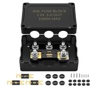 DaierTek ANL Fuse Holder M8 Stud Terminals Max 1000A Marine ANL Fuse Block 1 In 3-6 Out ANL Fuse Block with 200A 400A 600A 800A ANL FUSE for Automotive Car Truck Boat