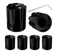 DaierTek Guitar Pedal Knob Metal 6.35MM Potentiometer Knob 1/4 Shaft Control Knob Black Aluminum Apilifier Knob with Set Screw for Effect Pedal AMP Replacement -6pcs