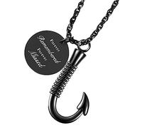DAIFFUNE Hook Cremation Necklace for Ashes Ashes Necklace Ashes Jewelry for Ashes Fishing Urn Necklace Memorial Memorial Forever Missed Earth,Stainless Steel,No Jewelry